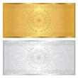 Gift Voucher (coupon) template with border. Gold / silver colors