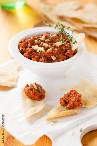 Photo: red pepper and walnut dip red pepper and walnut dip