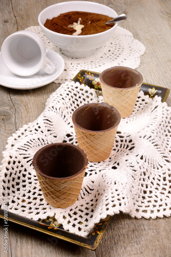 Photo: cup wafer chocolate cup wafer chocolate