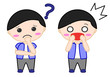 男子イラスト　悩む　驚く