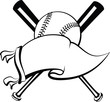 Baseball or Softball Pennant with Crossed Bats