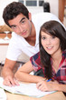 Teens doing homework