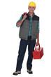 Man holding wrench and tool-box
