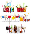 Set of different alcoholic drinks and cocktails