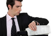 Man with newspaper