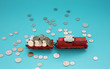 Background with different coins