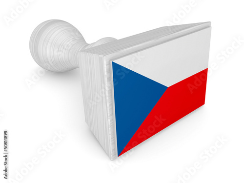 Illustration: Wooden stamp with flag of Czech Republic. Wooden stamp with flag of Czech Republic.