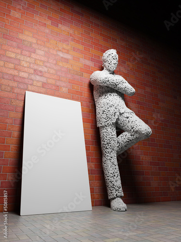 Illustration: Digital business man with blank board Digital business man with blank board
