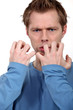 Man blowing his top