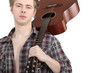 Man carrying acoustic guitar