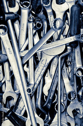 Photo: Assorted old hand tools background Assorted old hand tools background