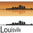 Louisville skyline in orange background