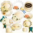 Collection of retro labels with  roses flowers