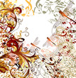 Creative music background with floral ornament