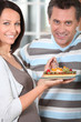 Couple eating cake