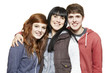 Teenage siblings smiling