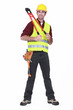 Man wearing a hard hat and holding large clippers