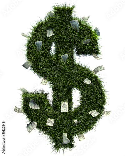 Illustration: 3D grass dollar shape 3D grass dollar shape