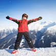 Child having fun in mountains