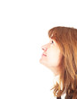 Beautiful woman in profile looking up