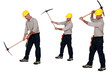Multiple image of man using pick-ax