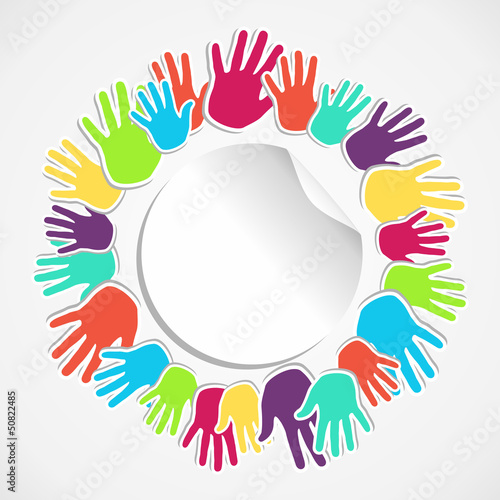 Vector: Colorful human hand circle Colorful human hand circle
