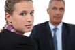 Boss having one-to-one with female employee