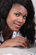 a black woman doing computer