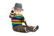 Portrait of happy beautiful little boy isolated on white backgro