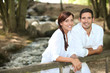 Couple walking in the forest