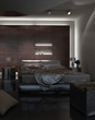 Modern Design Bed Room with black pillows