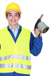 Worker holding blow torch