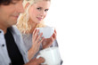 Couple drinking coffee in the morning