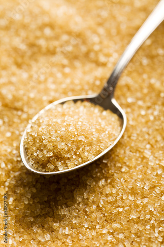 Photo: brown sugar in silver spoon brown sugar in silver spoon