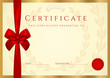 Vector: Certificate / diploma of completion (template) with red bow Certificate / diploma of completion (template) with red bow