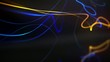 Blue and Gold futuristic lines moving over reflection background