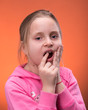 Girl suffering from a toothache