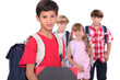 Photo: Four young schoolchildren Four young schoolchildren