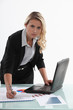Saleswoman in office
