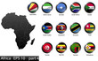 Glossy metal flag buttons, African countries, part 4