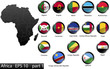 Glossy metal flag buttons, African countries, part 1