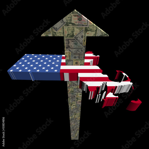 Illustration: American dollars arrow and Massachusetts map flag illustration American dollars arrow and Massachusetts map flag illustration