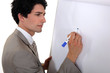 Man drawing on flip chart