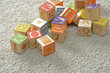 random children's wooden blocks ready for learning