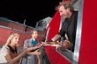 Serving Carryout Pizza from Food Truck