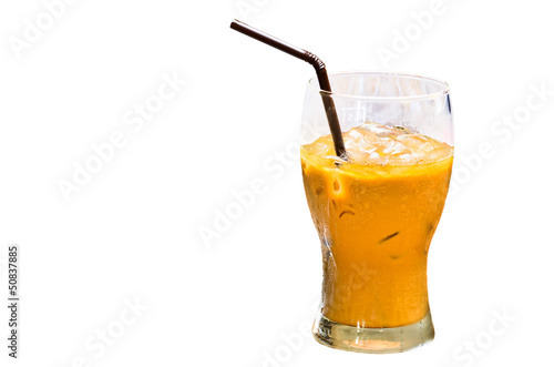 Photo: Iced coffee with straw Iced coffee with straw