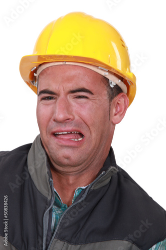 Photo: Terrified builder Terrified builder