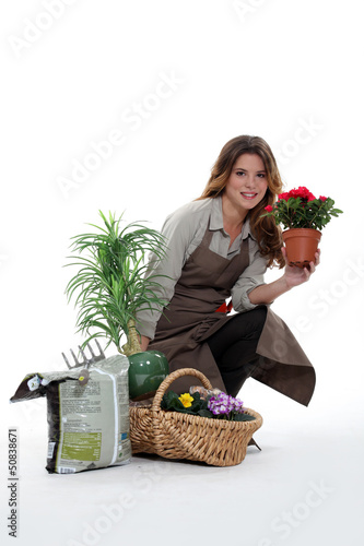 Photo: female florist with flowers female florist with flowers