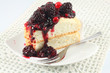 Angel Cake topping with berry sauce