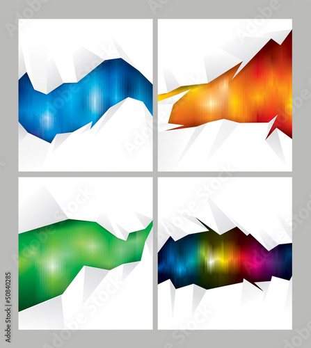Vector: Set of cut out paper with abstract background Set of cut out paper with abstract background